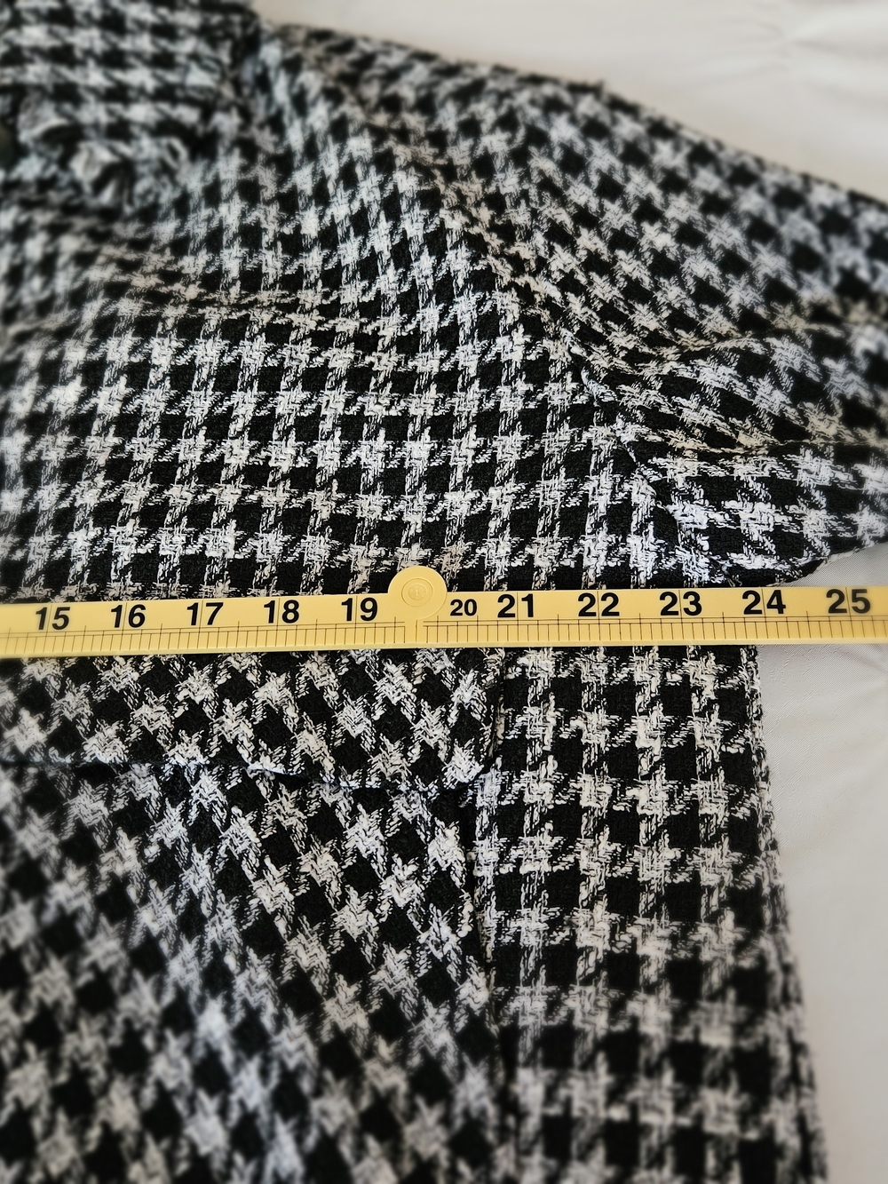 Johnston & Murphy NWT Black White Houndstooth Tweed Shacket Jacket Fringe L - Picture 6 of 15